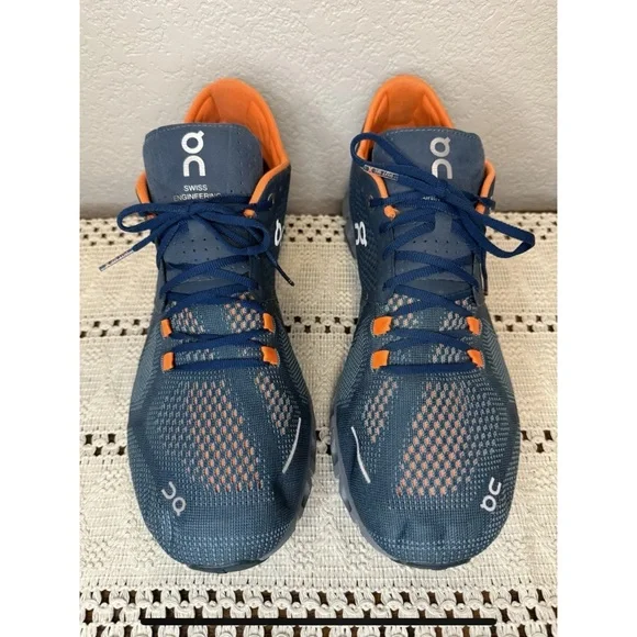 On Running Cloud X Men’s Shoes – Navy Blue & Orange – Size US 10.5 - Picture 2 of 8